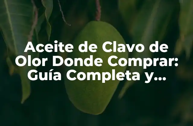 Aceite de Clavo de Olor Donde Comprar: Guía Completa y Detallada