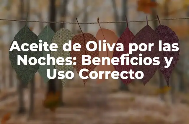 Aceite de Oliva por las Noches: Beneficios y Uso Correcto