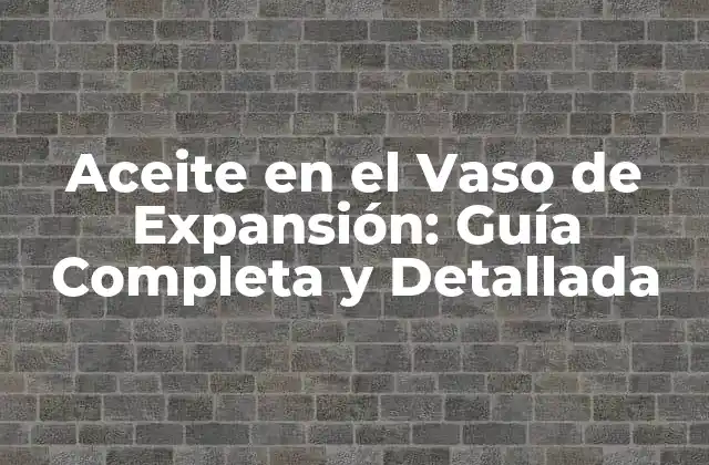 Aceite en el Vaso de Expansión: Guía Completa y Detallada