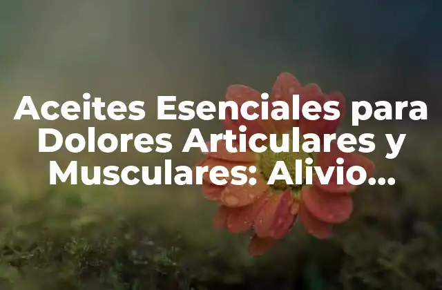 Aceites Esenciales para Dolores Articulares y Musculares: Alivio Natural