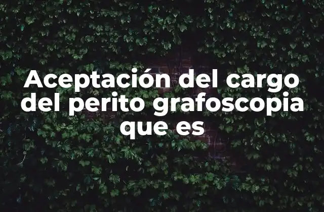 Aceptación Del Cargo Del Perito Grafoscopia que es