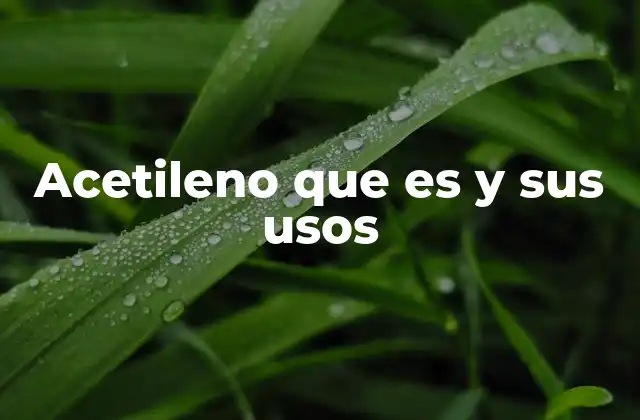 Acetileno que es y Sus Usos