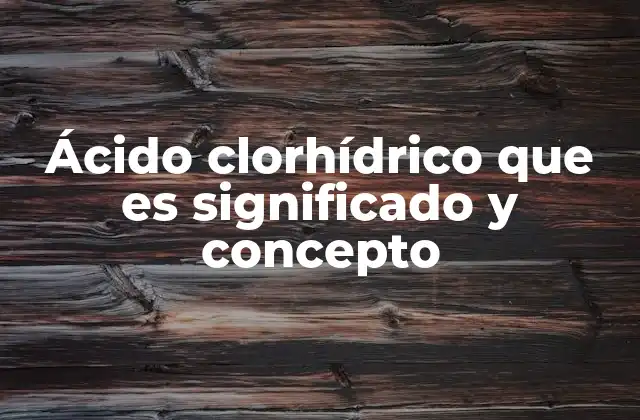 Ácido Clorhídrico que es Significado y Concepto