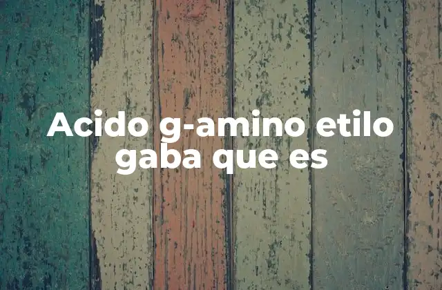 Acido G-amino Etilo Gaba que es