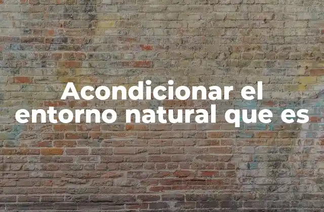 Acondicionar el Entorno Natural que es