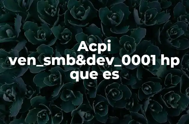 Acpi Ven_smb&dev_0001 Hp que es