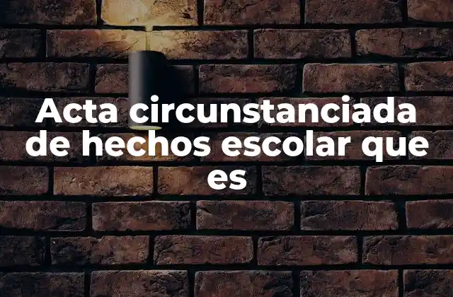 Acta Circunstanciada de Hechos Escolar que es