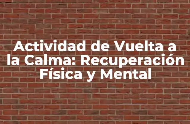 Actividad de Vuelta a la Calma: Recuperación Física y Mental