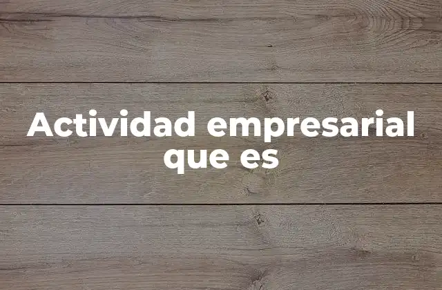 Actividad Empresarial que es