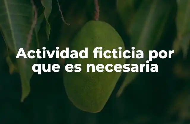 Actividad Ficticia por que es Necesaria