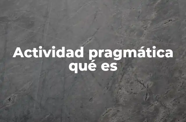 Actividad Pragmática Qué es