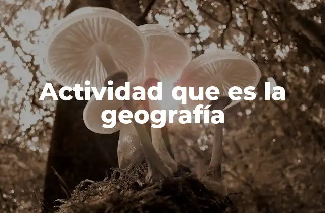 Actividad que es la Geografía
