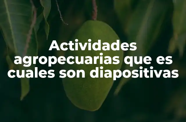 Actividades Agropecuarias que es Cuales Son Diapositivas