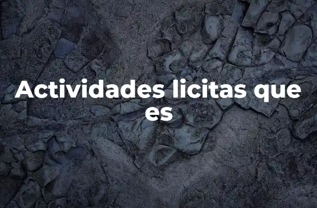 Actividades Licitas que es
