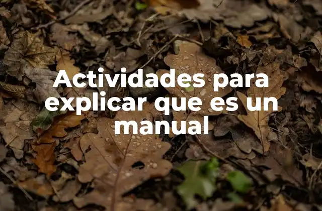 Actividades para Explicar que es un Manual