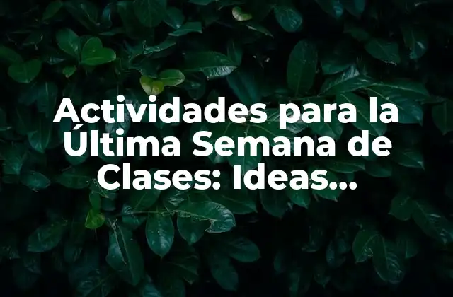 Actividades para la Última Semana de Clases: Ideas Innovadoras y Divertidas