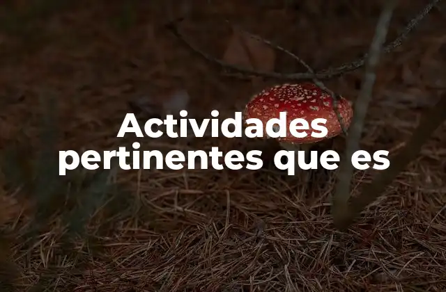 Actividades Pertinentes que es