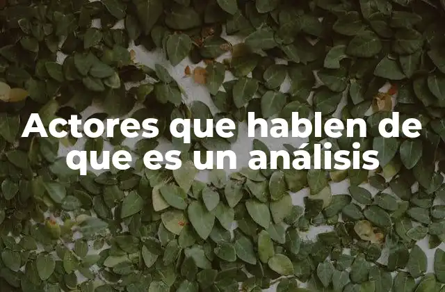 Actores que Hablen de que es un Análisis