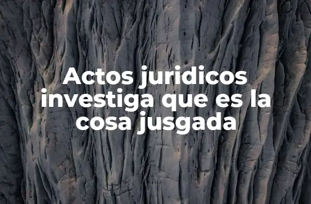 Actos Juridicos Investiga que es la Cosa Jusgada