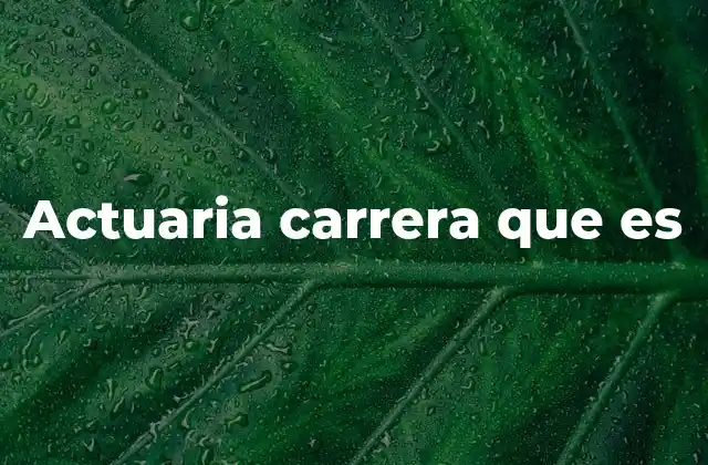 Actuaria Carrera que es