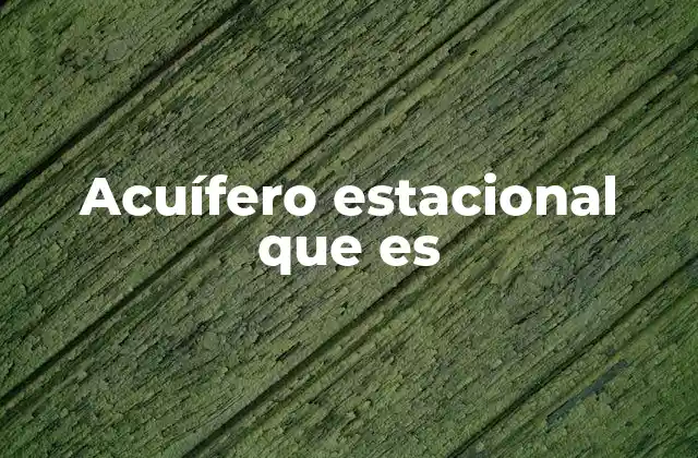 Acuífero Estacional que es