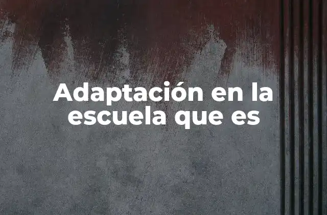 Adaptación en la Escuela que es