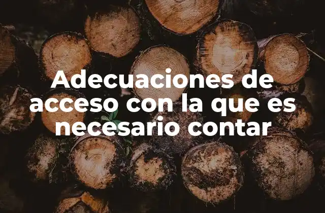 Adecuaciones de Acceso con la que es Necesario Contar