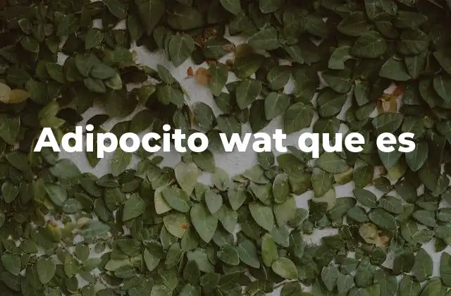 Adipocito Wat que es