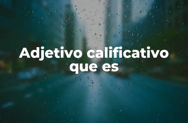 Adjetivo Calificativo que es