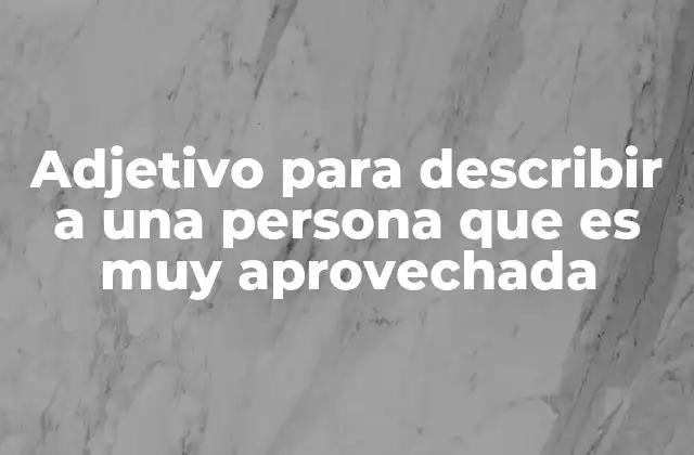 Adjetivo para Describir a una Persona que es Muy Aprovechada
