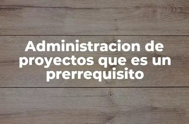 Administracion de Proyectos que es un Prerrequisito