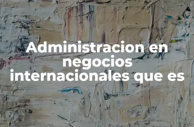 Administracion en Negocios Internacionales que es