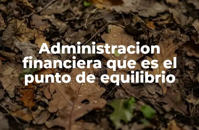 Administracion Financiera que es el Punto de Equilibrio