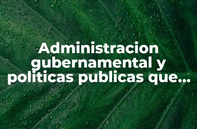 Administracion Gubernamental y Politicas Publicas que es