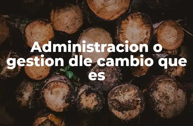 Administracion o Gestion Dle Cambio que es