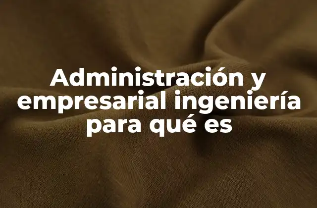 Administración y Empresarial Ingeniería para Qué es