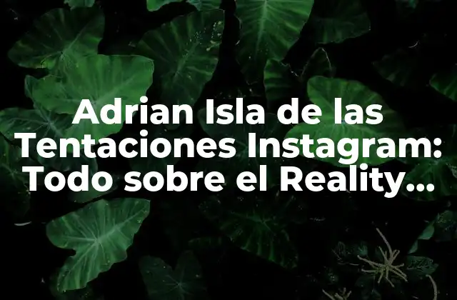 Adrian Isla de las Tentaciones Instagram: Todo sobre el Reality Show de Telecinco