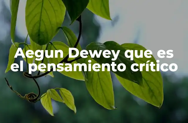 Aegun Dewey que es el Pensamiento Crítico 2 La base filosófica del pensamiento crítico