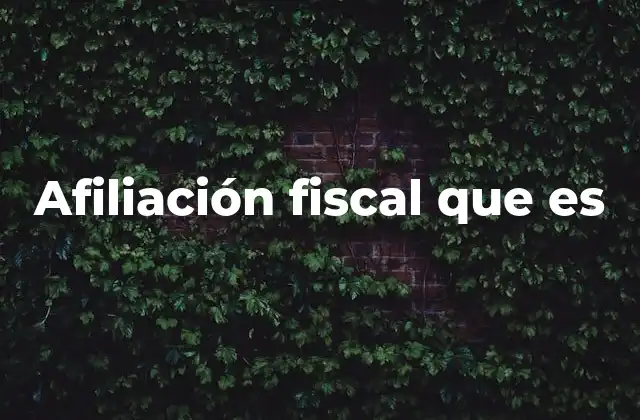 Afiliación Fiscal que es