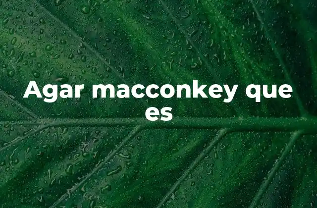 Agar Macconkey que es