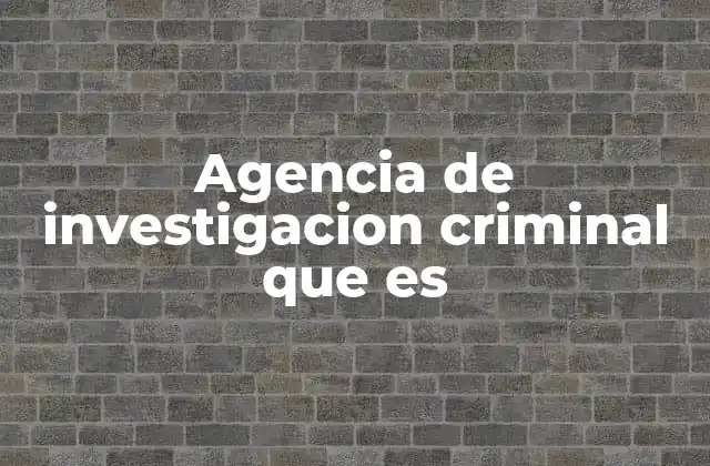 Agencia de Investigacion Criminal que es