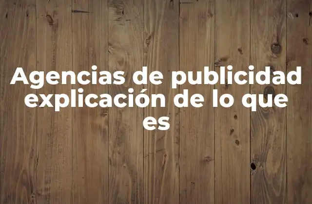 Agencias de Publicidad Explicación de Lo que es