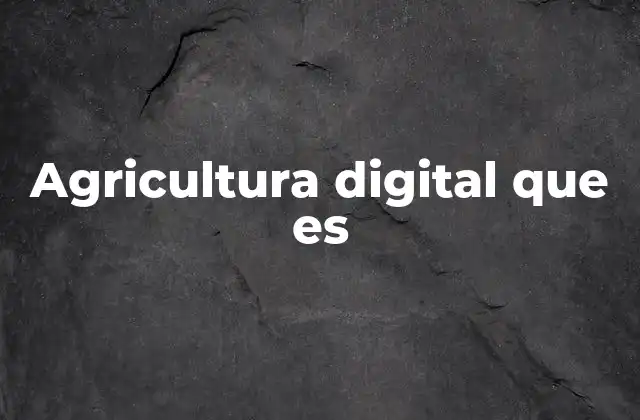 Agricultura Digital que es