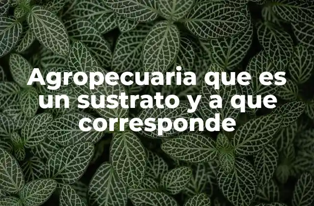 Agropecuaria que es un Sustrato y a que Corresponde