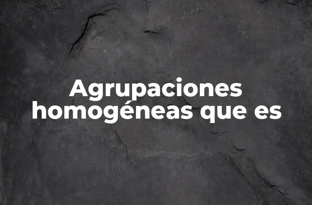 Agrupaciones Homogéneas que es