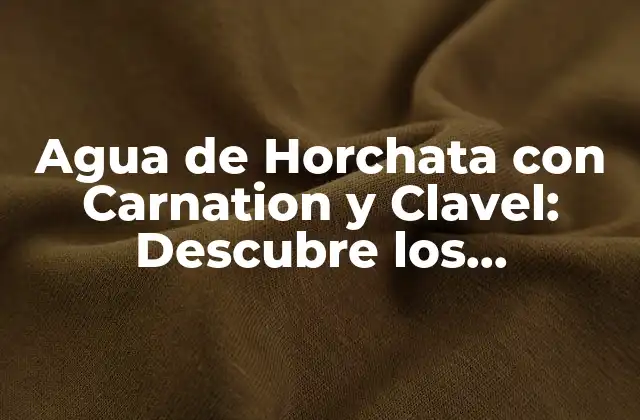 Agua de Horchata con Carnation y Clavel: Descubre los Beneficios y Preparación