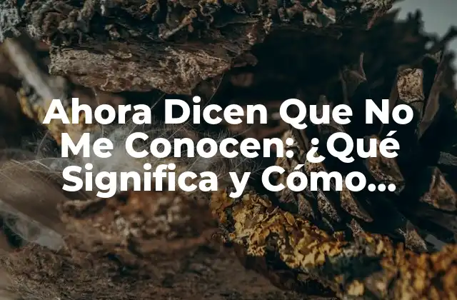 Ahora Dicen que No Me Conocen: ¿qué Significa y Cómo Superarlo?