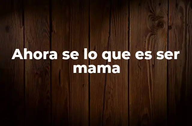 Ahora Se Lo que es Ser Mama