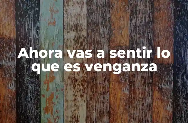 Ahora Vas a Sentir Lo que es Venganza