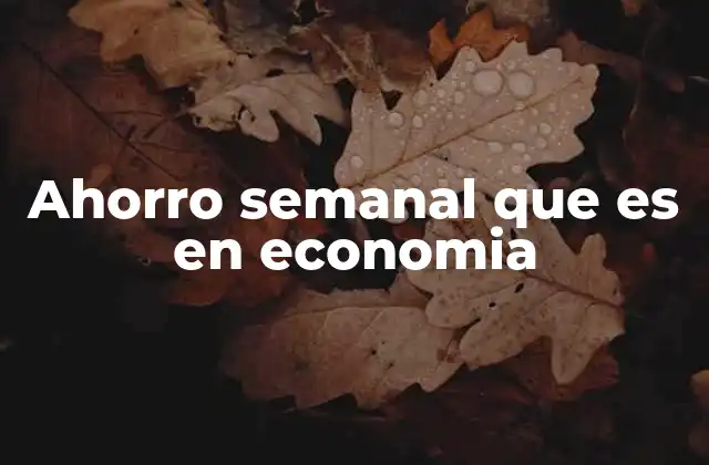 Ahorro Semanal que es en Economia